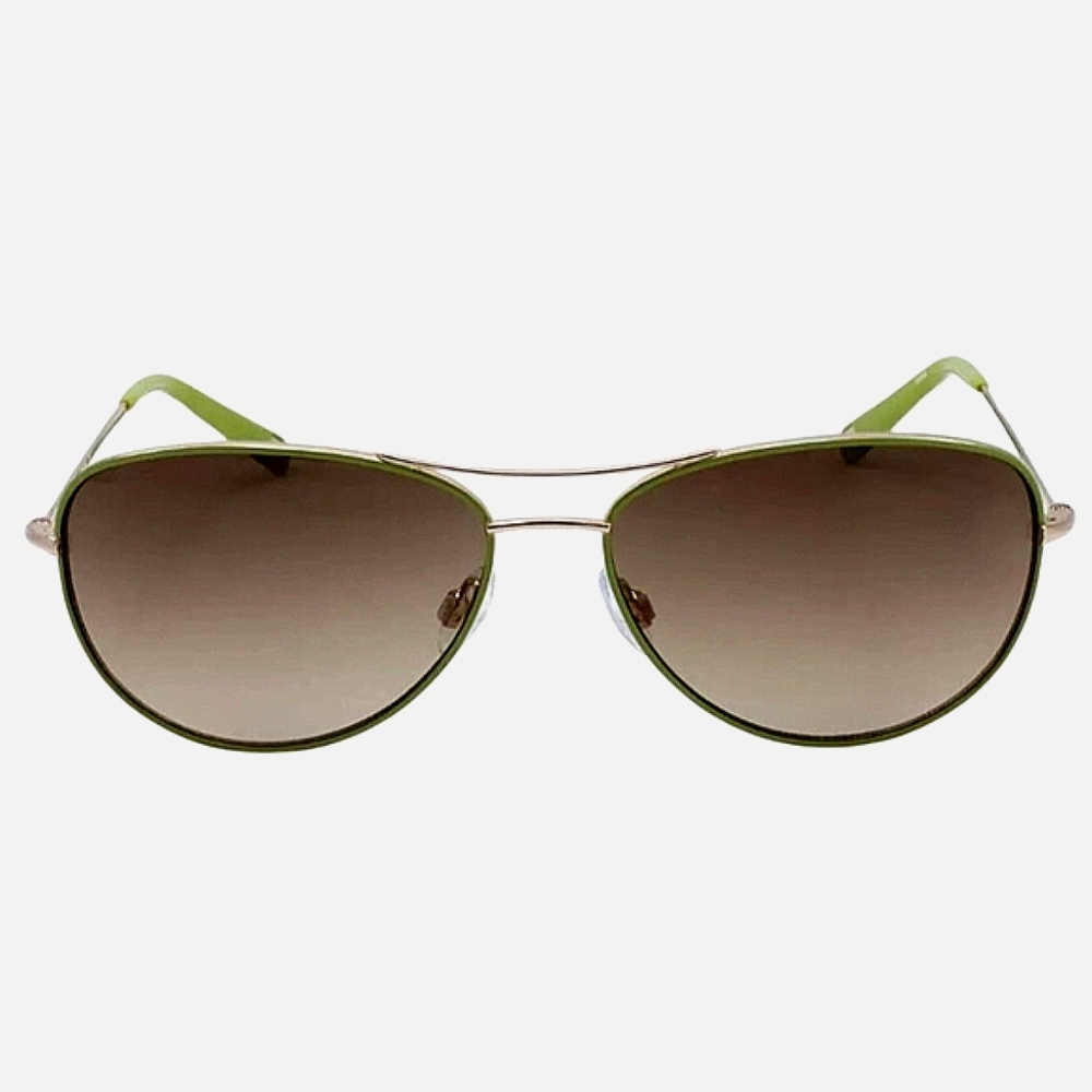Nine West Aviator Sunglasses Green Gold Women Men Pilot Top Gun Sunglasses - Picture 1 of 11
